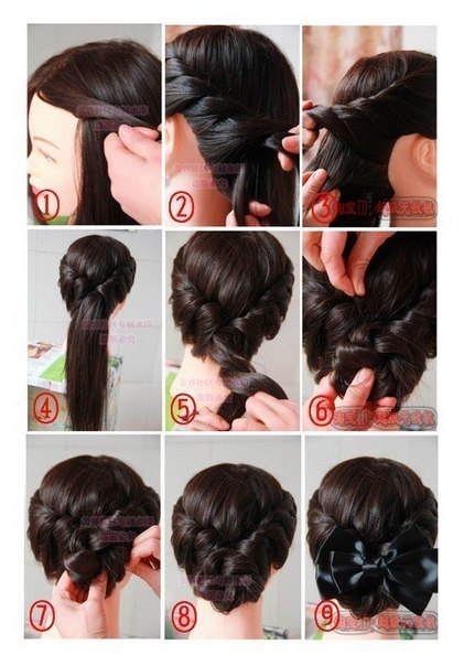 Прическа с жгутами и пучком