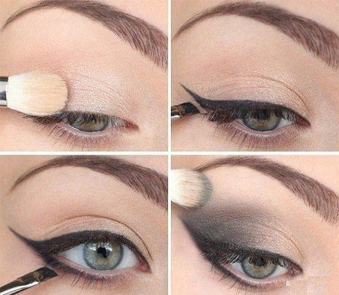 1. Покройте верхнее веко перламутровыми тенями кремового оттенка.