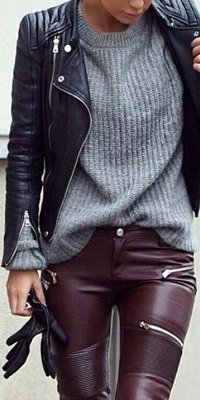 Вязаные   кожаные предметы одежды.