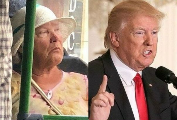 Женщину-двойника Дональда Трампа заметили в автобусе, в Ростове.