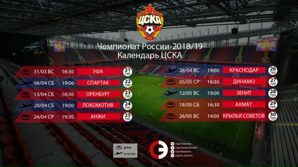Когда ЦСКА сыграет заключительные матчи чемпионата Вся информация - на одной картинке 